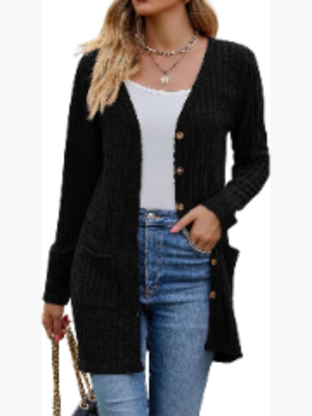 Lightweight Open Front Long Sleeve Cardigan with Pockets